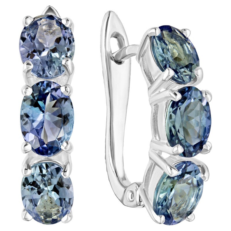 Серьги из серебра с танзанитом LAZURIT-ONLINE 8524AG