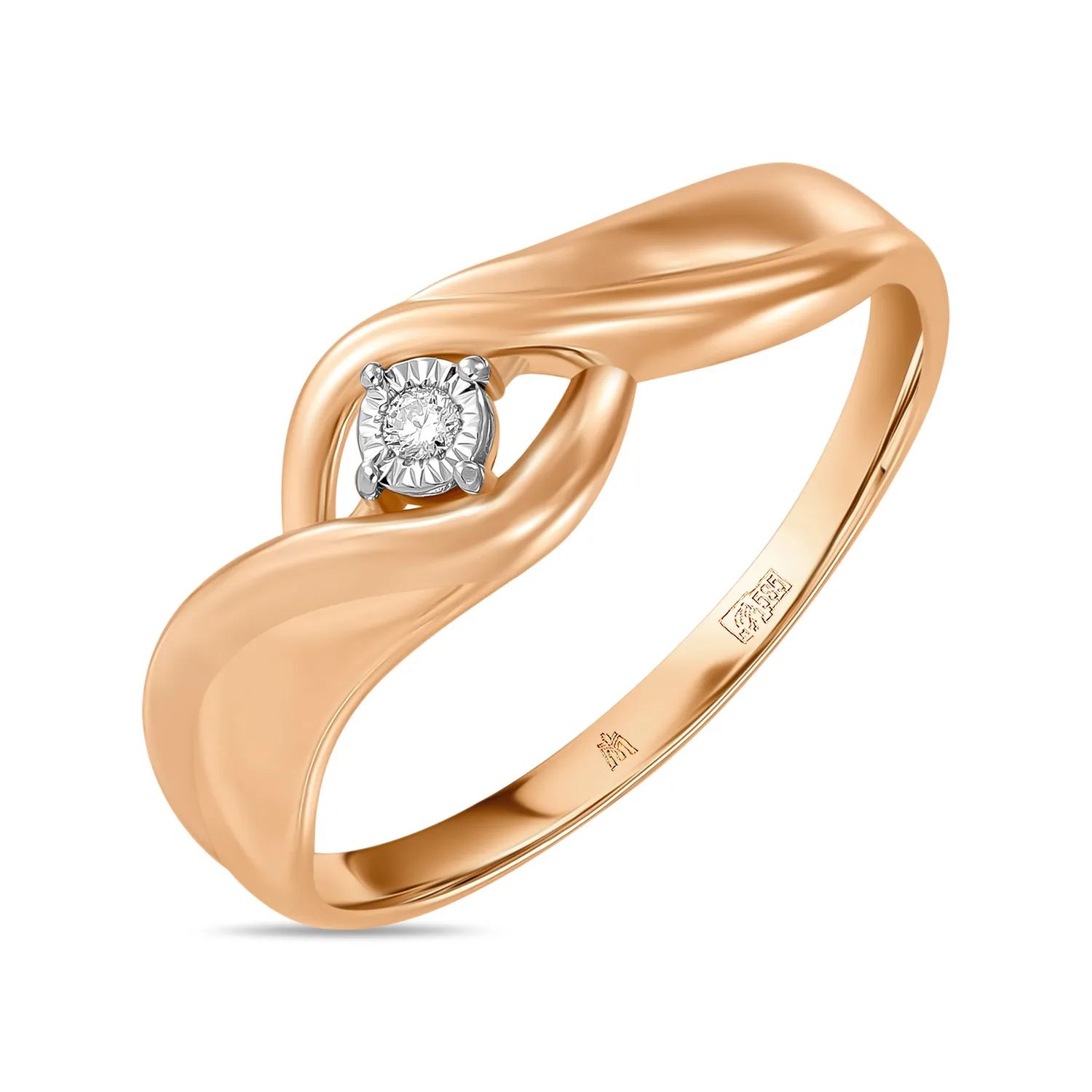 Кольцо из красного золота р. 17 MIUZ Diamonds R01-PL-34313, бриллиант