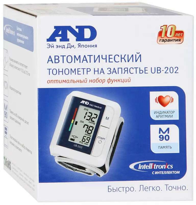 Тонометр для измерения давления AND UB-202 на запястье