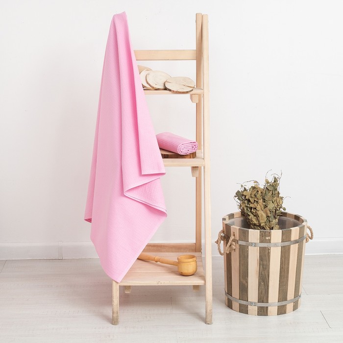 

Полотенце вафельное банное Экономь и Я 80х150 см, цвет розовый 100%хл, 200 гр/м2