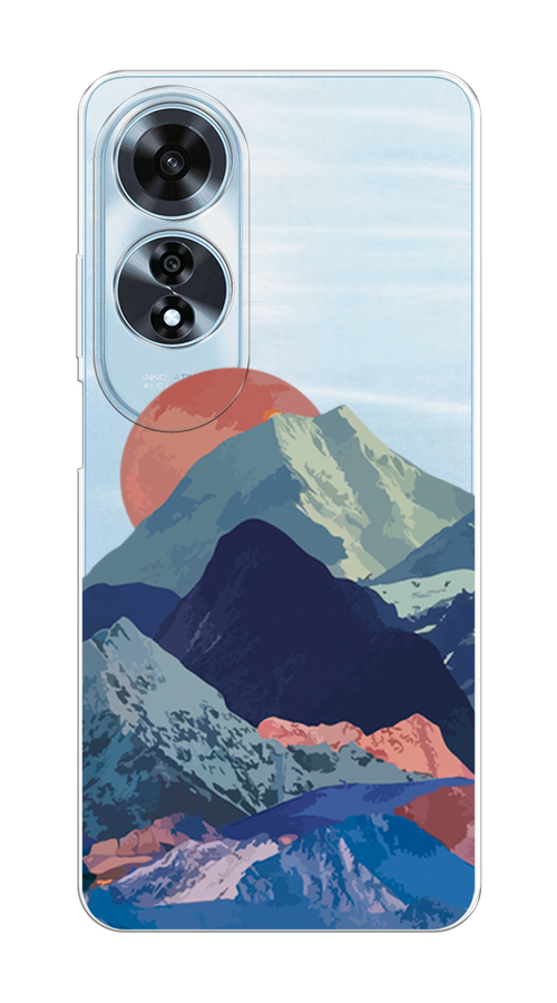

Чехол на Oppo A60 "Закат в снежных горах", Бордовый;серый;голубой, 2516950-1