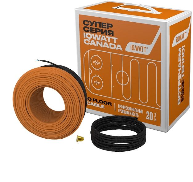 Греющий кабель для теплого пола IQWATT-IQ FLOOR CABLE 90м / 1800 Вт / арт.213 греющий кабель для установки в слой цементно песчаной стяжки для любого керамического покрытия толщиной не более 10 iqwatt