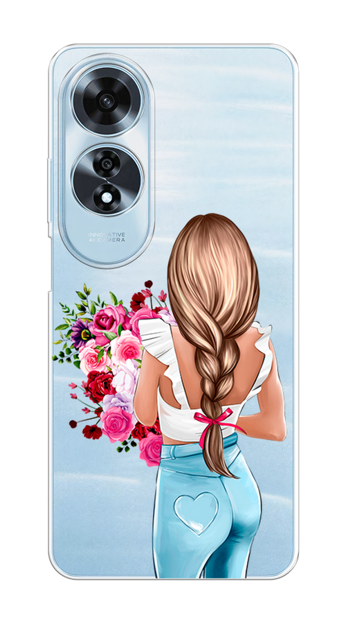 

Чехол на Oppo A60 "Девушка с цветами", Коричневый;розовый;бирюзовый, 2516950-1