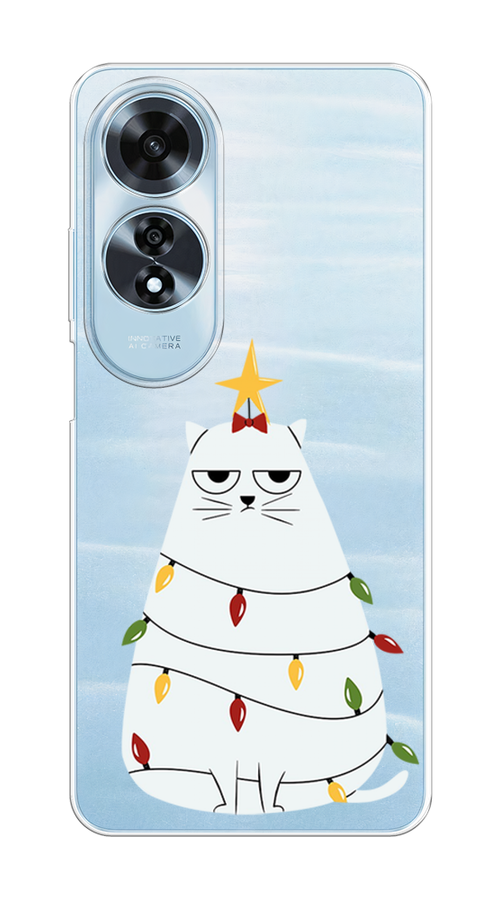 

Чехол на Oppo A60 "Котик в гирлянде", Белый;красный;желтый, 2516950-1