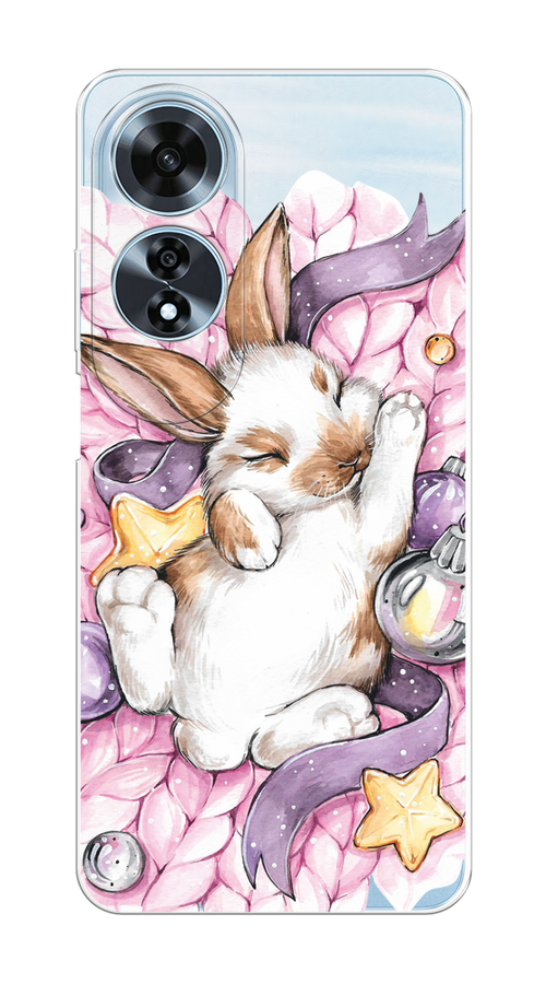 

Чехол на Oppo A60 "Кролик спит", Розовый;белый, 2516950-1