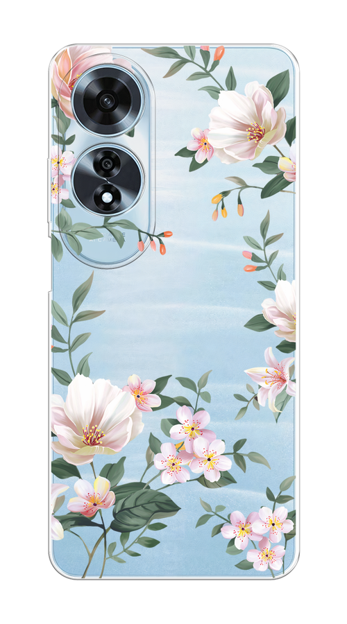 

Чехол на Oppo A60 "Beautiful white flowers", Бежевый;зеленый, 2516950-1