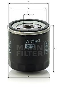 

Фильтр масляный двигателя MANN-FILTER W714/3, фильтр масляный двигателя W714/3