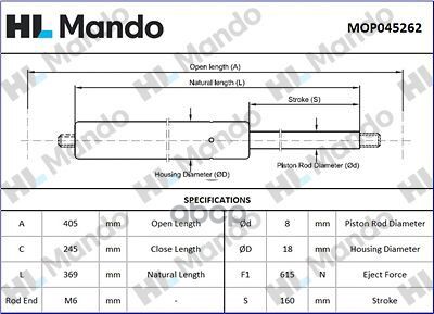 

Mop045262 Амортизатор Багажника Renault Duster 10> Mando MOP045262