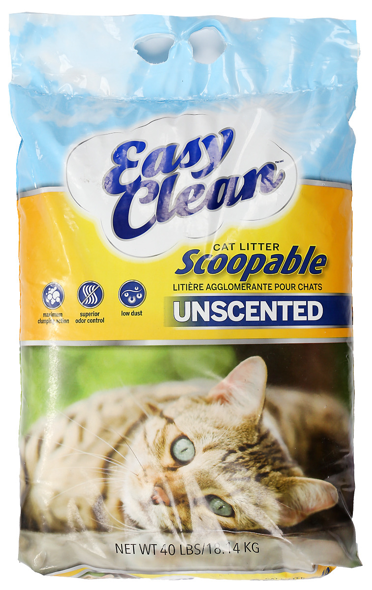 фото Комкующийся наполнитель для кошек easy clean unscented бентонитовый, 18.14 кг, 40 л