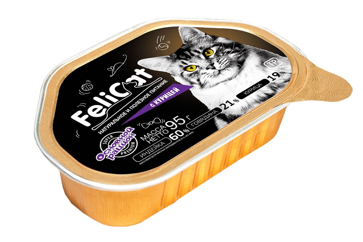 фото Консервы для кошек felicat основной рацион, с курицей, 12шт по 95г