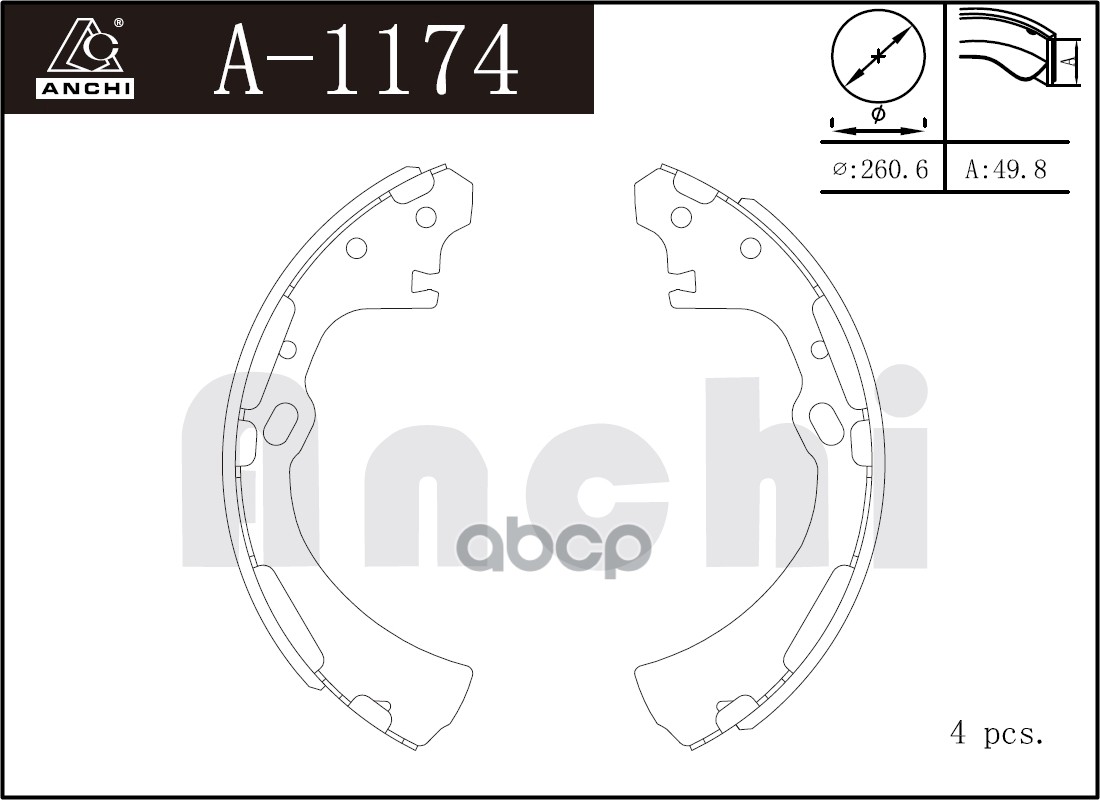 

Тормозные Колодки Барабанные Anchi A1174 For Nissan E24, E25, E50, D21 ANCHI арт. A1174