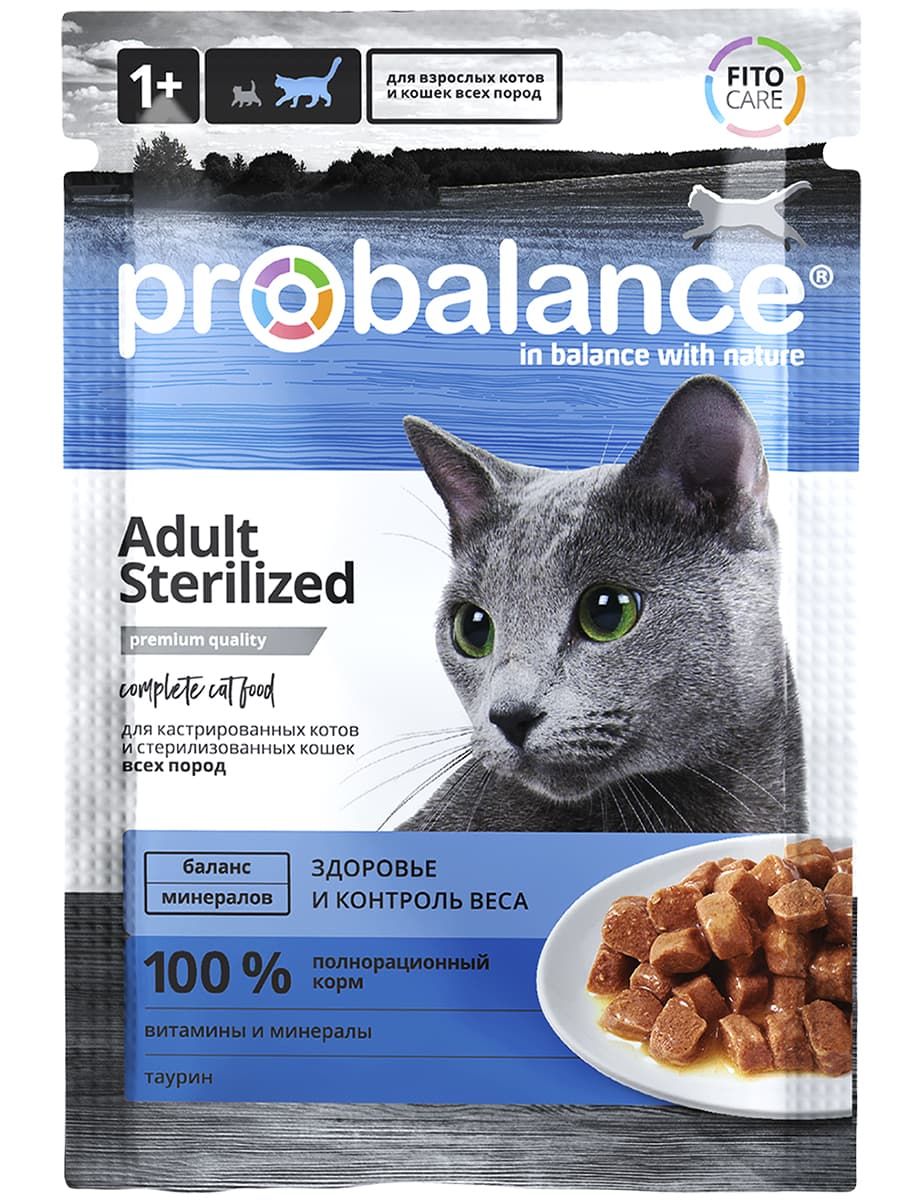 Влажный корм для кошек ProBalance Sterilized с курицей, для стерилизованных, 85г
