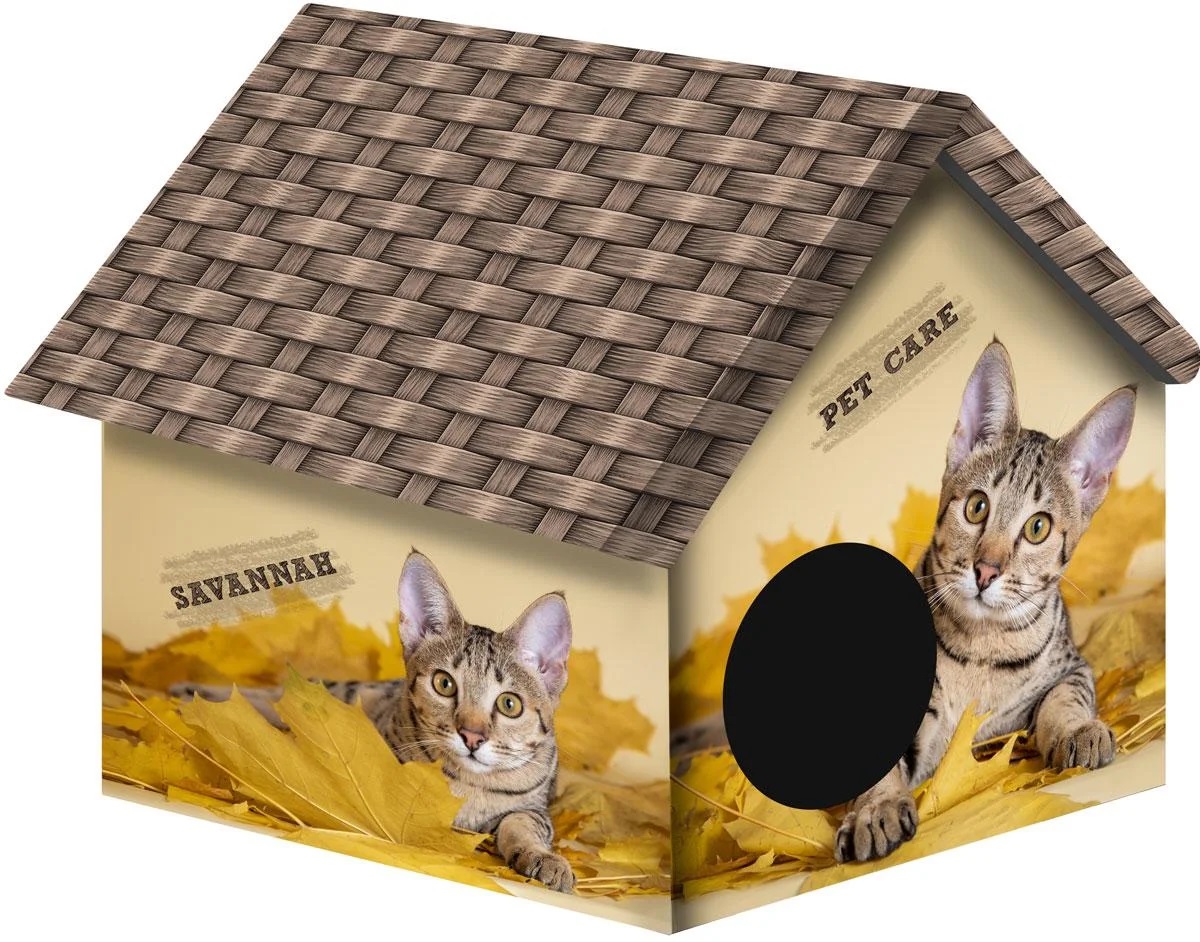 Домик для кошек и собак PerseiLine Дизайн Саванна, желтый, 33х33х40см