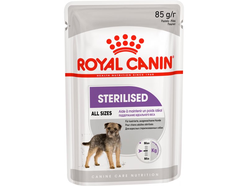 фото Влажный корм для собак royal canin sterilised, все породы, паштет, 12шт по 85г