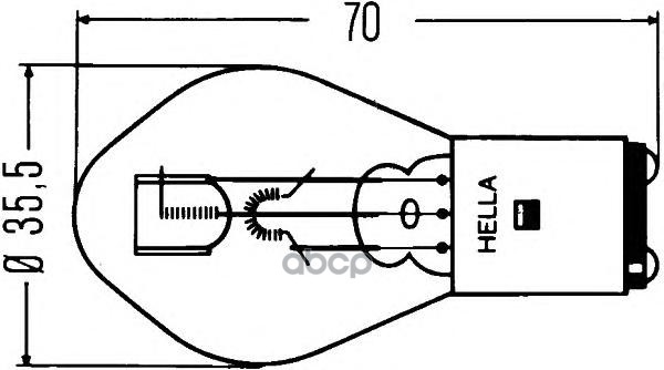 фото Лампа накаливания тип s2 12v 35/35w (патрон ba 20d) hella 8gd002084-151