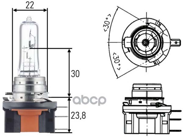 фото Лампа накаливания, h15 24v 15/55w hella 8gj168119-241 hella pagid/behr