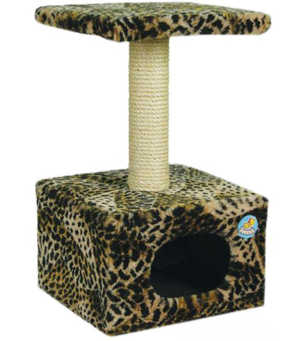 Домик для кошек Зооник большой цветной мех 42х42х72 см