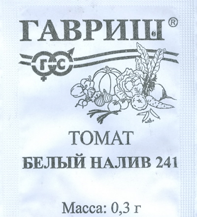 

Семена овощей Гавриш Томат Белый налив 241 0,3 г