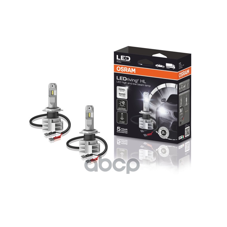 фото Лампа светодиодная 2шт 12v / 24v 14w h7 ledriving osram 67210cw