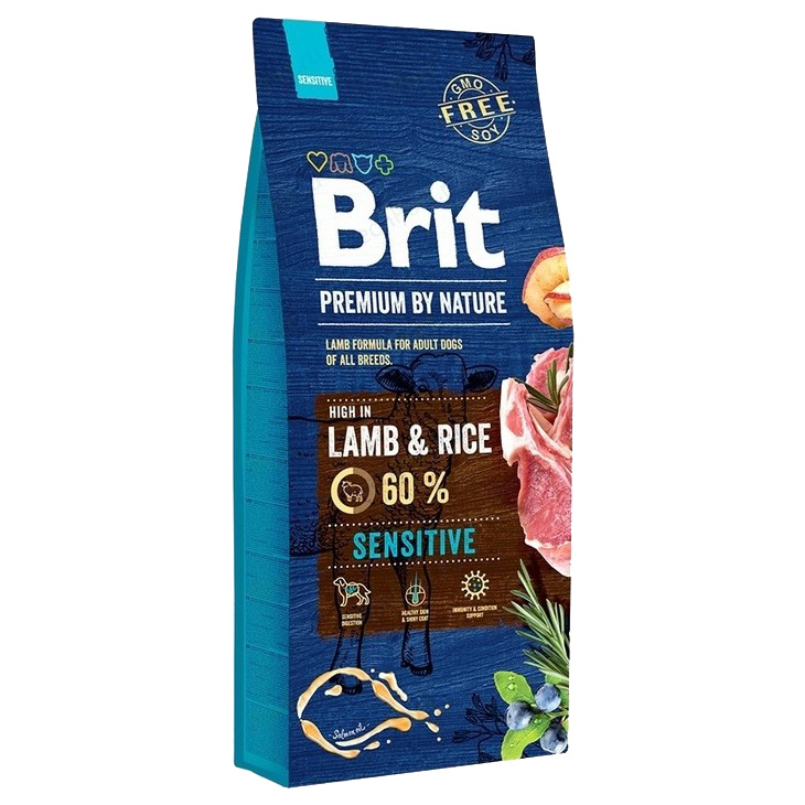 фото Сухой корм для собак brit premium by nature sensitive, ягненок и рис, 15кг