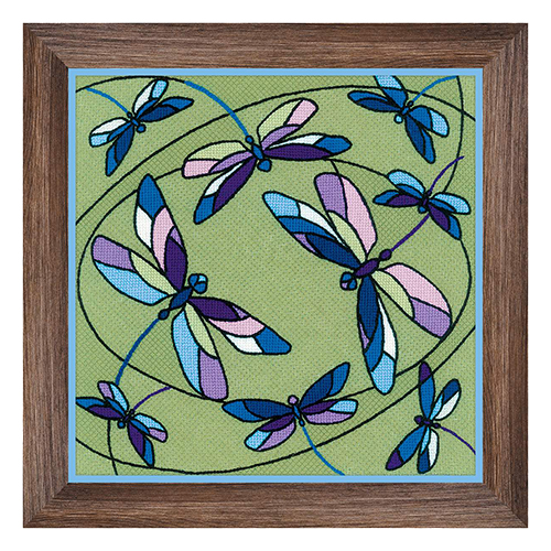 фото Набор для вышивания подушка/панно витраж. стрекозы 33 х 33 см 1655 риолис