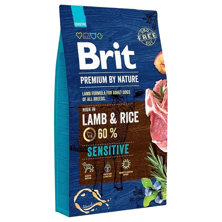 фото Сухой корм для собак brit premium by nature sensitive, ягненок и рис, 8кг