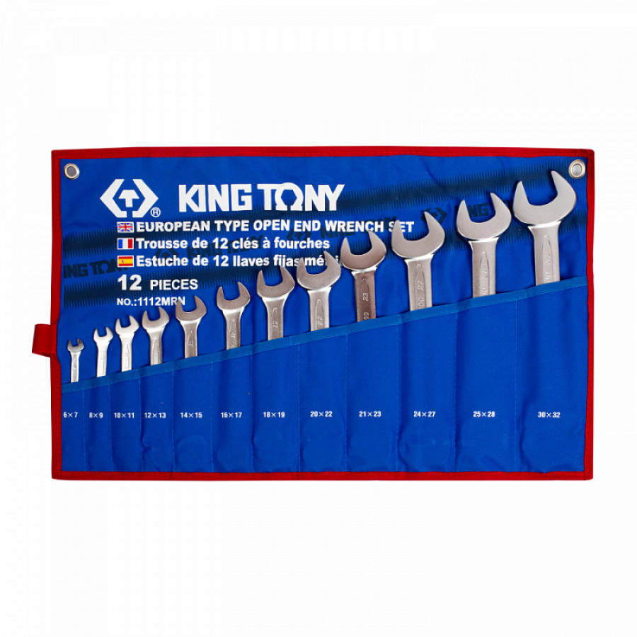 Набор KING TONY рожковых ключей, 6-32 мм , чехол из теторона, 12 предметов 1112MRN