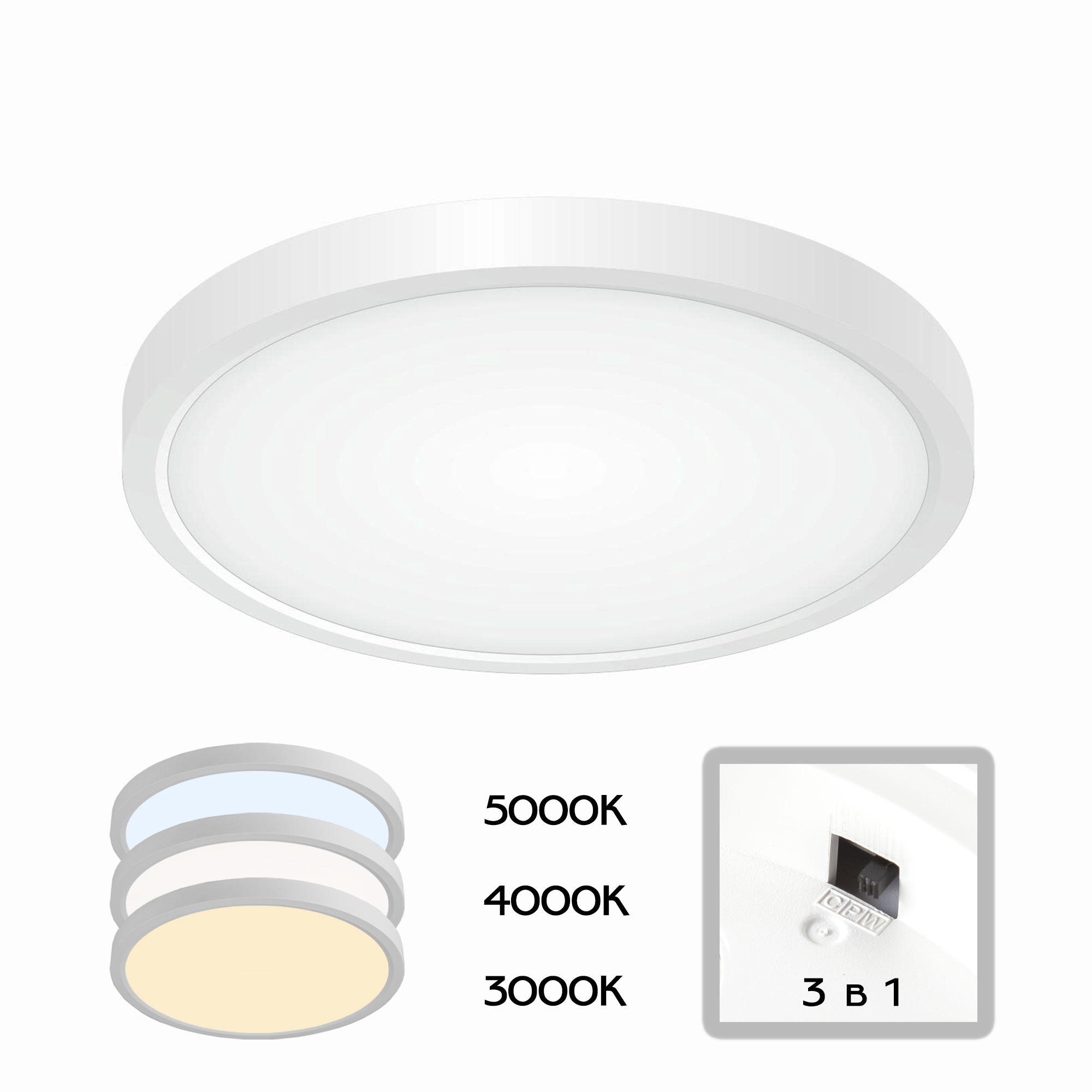 фото Светильник потолочный citilux cl738180v бейсик белый led 18w*мульти