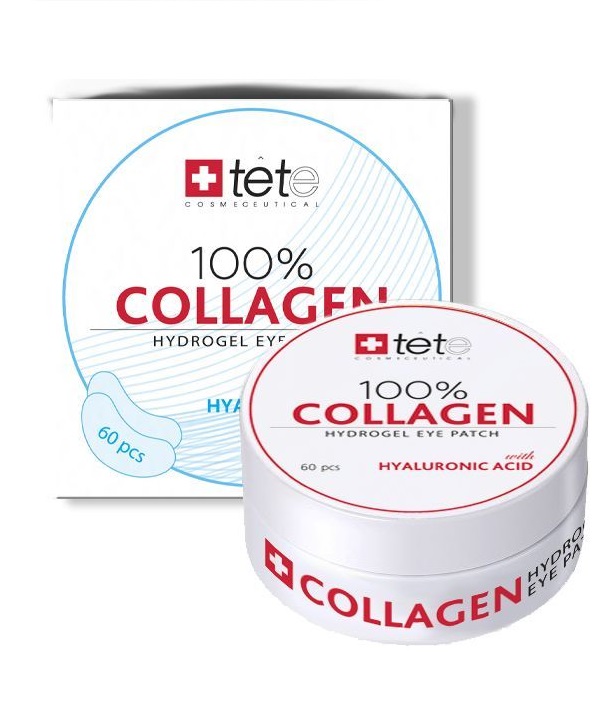 Коллагеновые патчи для глаз TETe Cosmeceutical 100% Collagen Hydrogel Eye Patch биокомплекс для восстановления овала лица tete cosmeceutical biocomplex 45