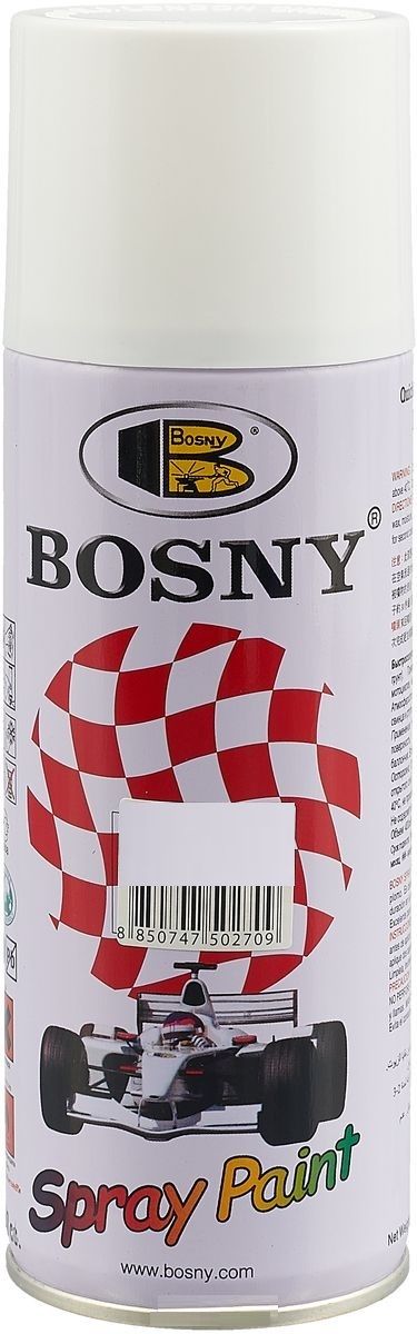 Краска Bosny 303 универсальная серо-белый аэрозольный баллон объем 520 мл