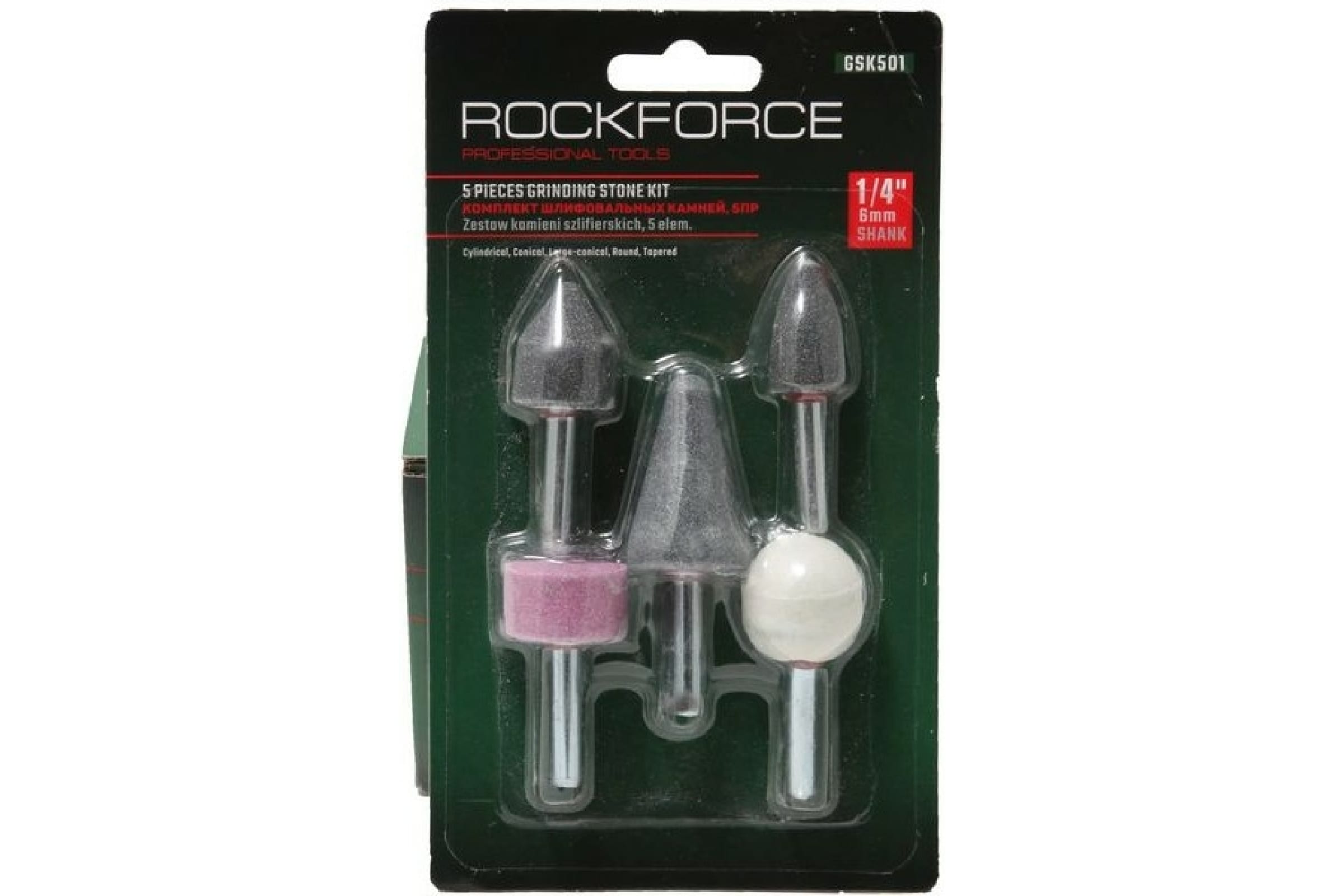 ROCKFORCE Набор камней абразивных 5пр хвостовик 6мм RF-GSK501 405₽