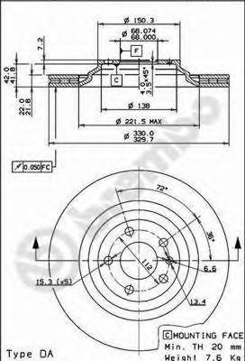 

Диск тормозной задний 330mm PVT окрашенный