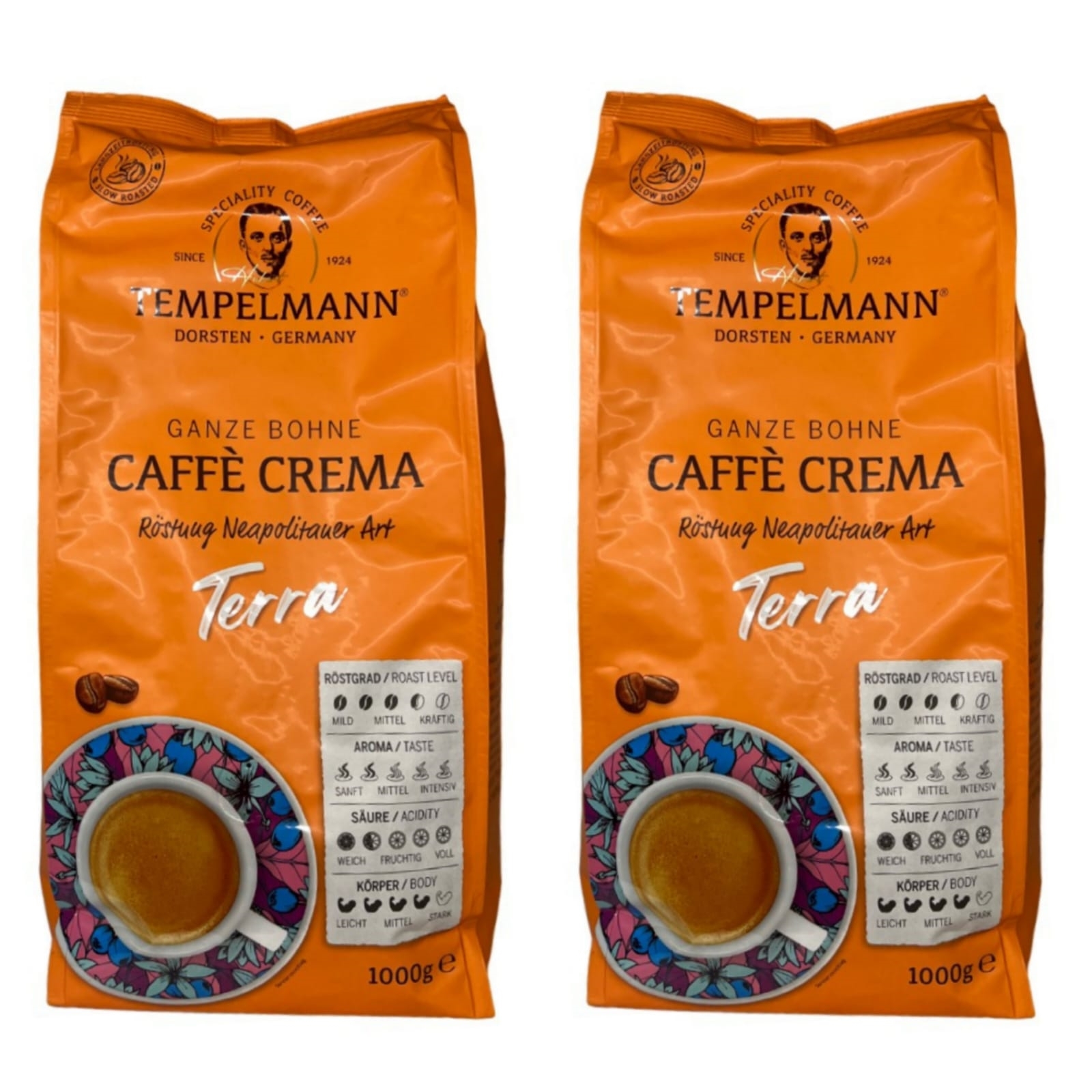 Кофе в зернах Tеmpelmann Caffe Crema Terra, 1 кг х 2 шт