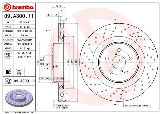 

Диск тормозной передний 360mm PVT окрашенный перфорированный