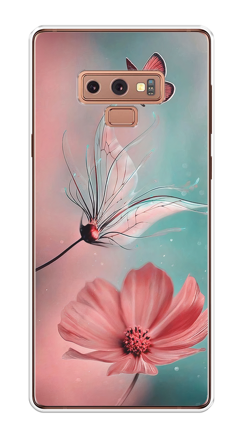 

Чехол на Samsung Galaxy Note 9 "Бабочка и цветок", Голубой;розовый, 26350-1