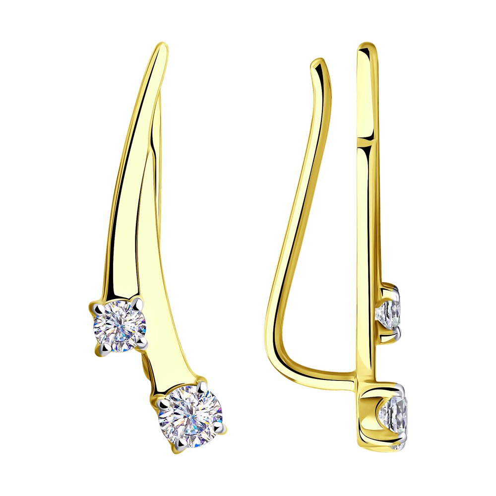 

Серьги каффы из желтого золота SOKOLOV 028589-2, фианит, 028589-2