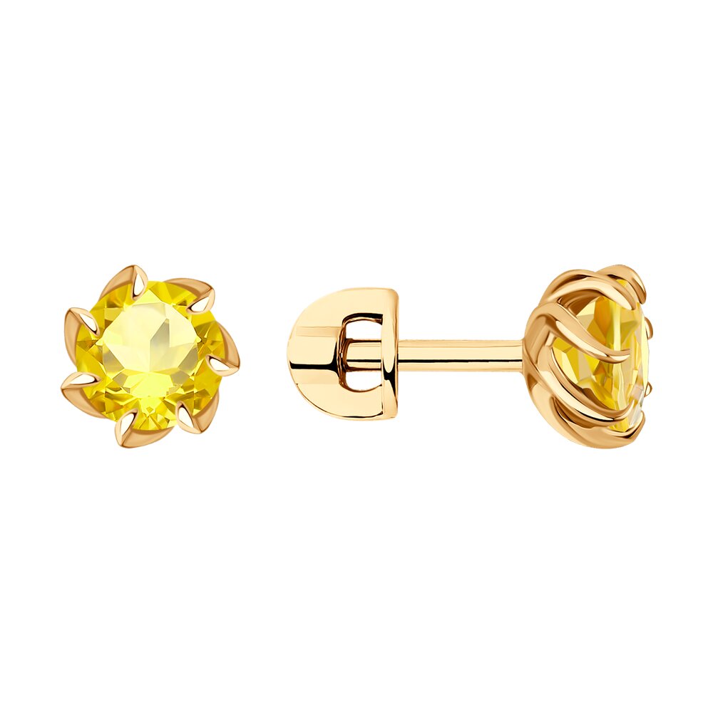

Серьги пусеты из красного золота Diamant 51-322-01774-4, цитрин, 51-322-01774-4
