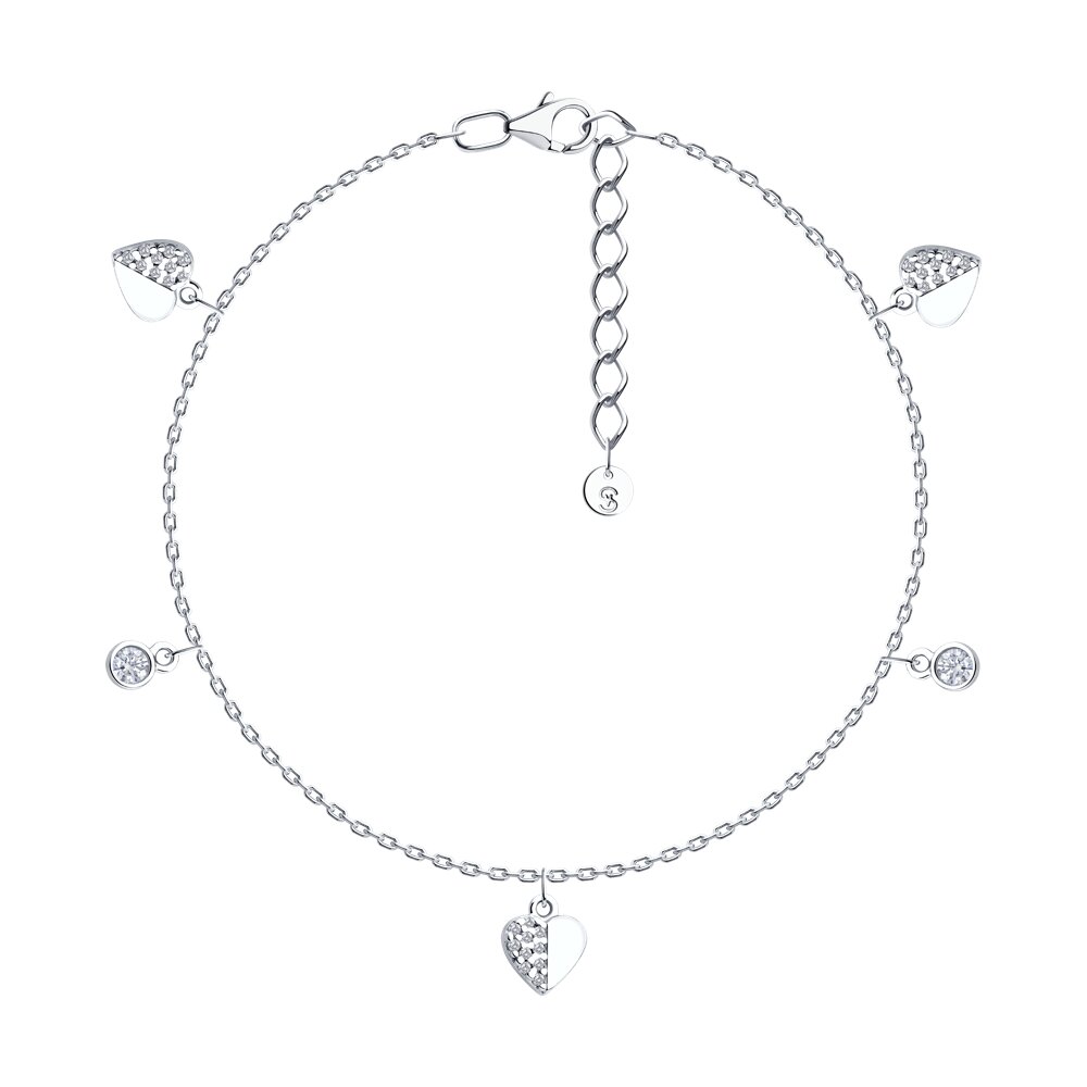 

Браслет из серебра р. 26 SOKOLOV 94051287, фианит, 94051287