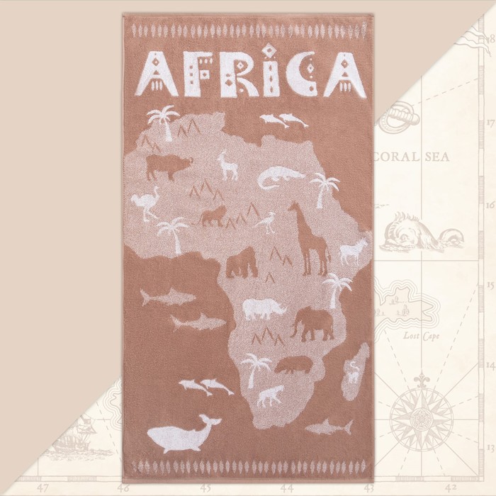 фото Полотенце махровое этель africa, 70х130 см, 100% хлопок, 420гр/м2