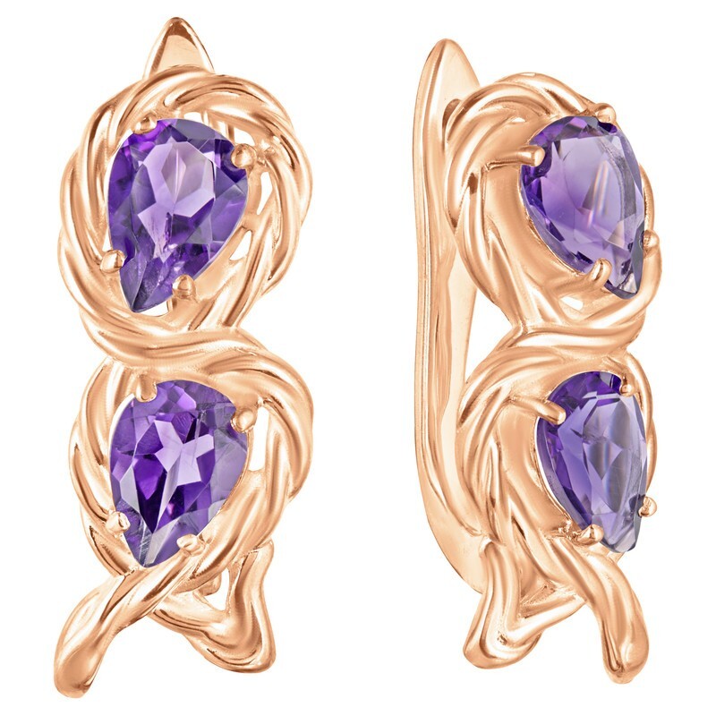 

Серьги из серебра с аметистом LAZURIT-ONLINE 8527RG, 8527RG