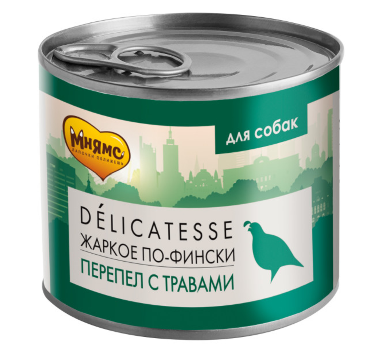 фото Консервы для собак мнямс delicatesse жаркое по фински, перепёлка с травами, 200 г