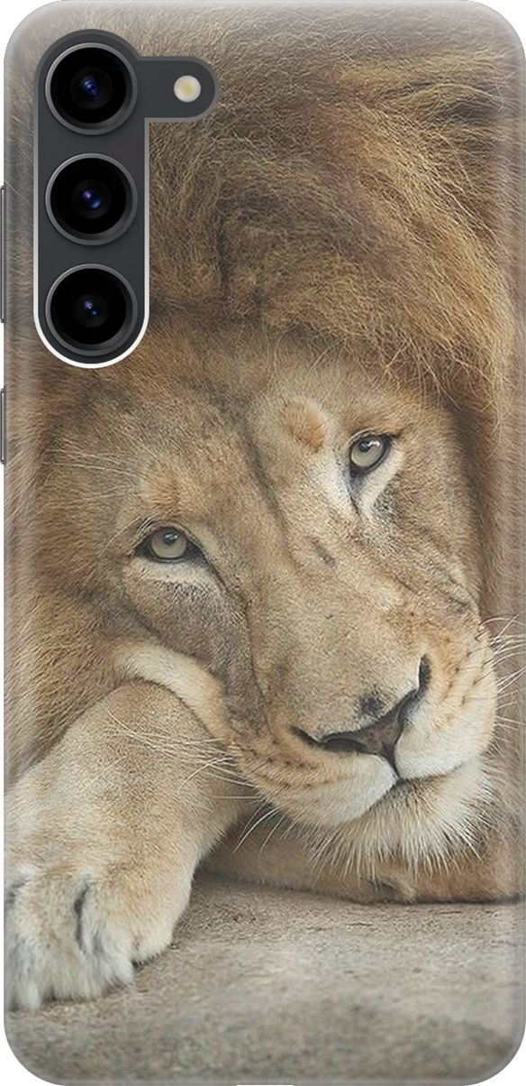 

Силиконовый чехол на Samsung Galaxy S23+ с принтом "Спокойный лев", Желтый;оранжевый, 158377