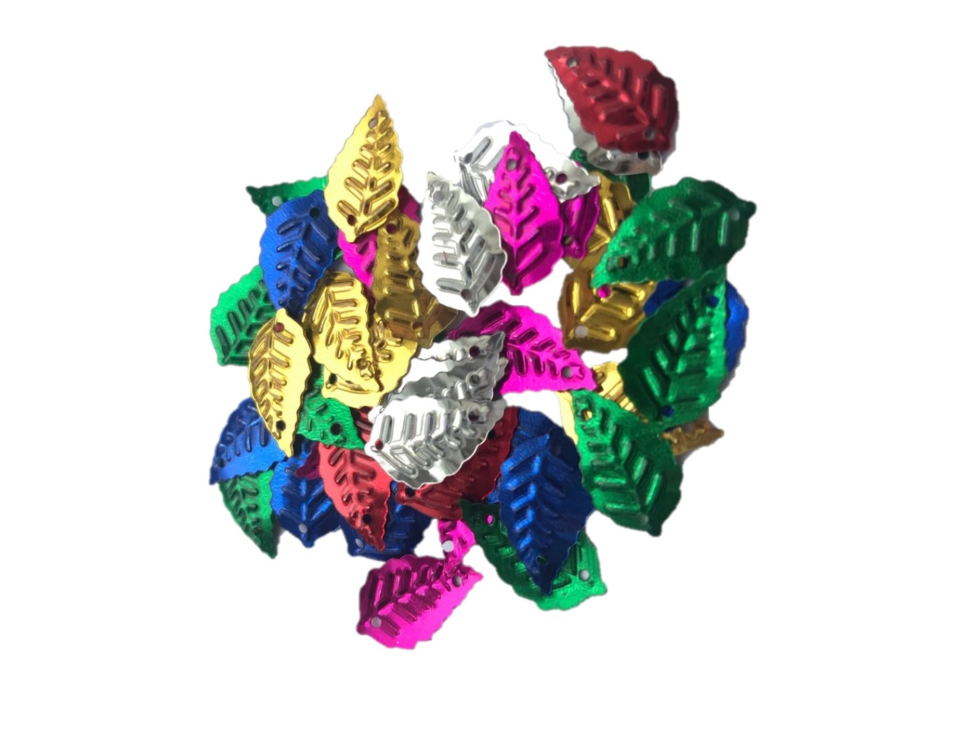 фото Пайетки schreiber листики 6 цветов, 40 пакетиков на картонной подложке