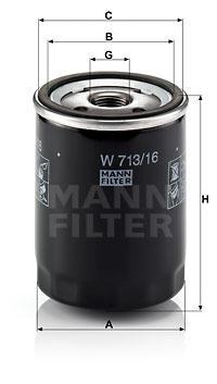 

Фильтр масляный двигателя MANN-FILTER W713/16, фильтр масляный двигателя W713/16