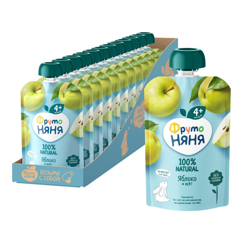 

Пюре фруктовое ФрутоНяня из яблок с 4 месяцев, 12*90 г