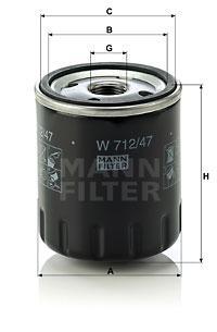 

Фильтр масляный двигателя MANN-FILTER W712/47, фильтр масляный двигателя W712/47