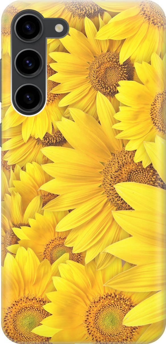 

Силиконовый чехол на Samsung Galaxy S23+ с принтом "Море подсолнухов", Желтый;коричневый, 158381