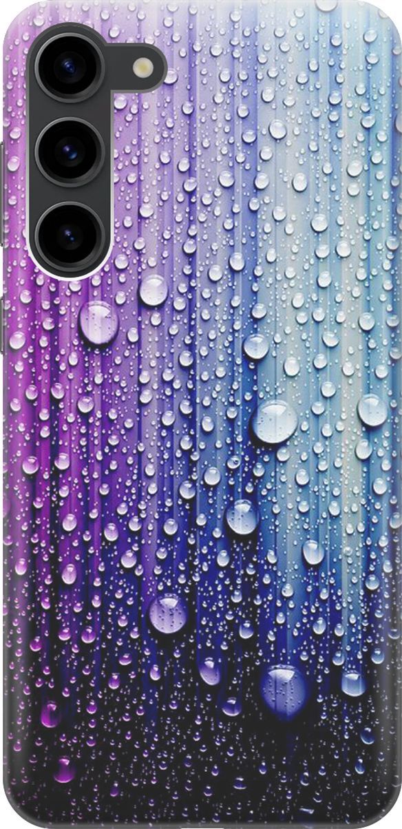 

Силиконовый чехол на Samsung Galaxy S23+ с принтом "Капли на голубом", Голубой;фиолетовый, 158370