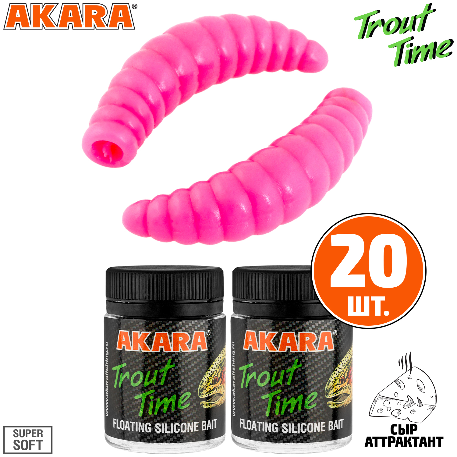 

Силиконовая приманка Akara Trout Time MAGGOT 1,6 420, Cheese (20 шт.), MAGGOT 1,6 Сыр