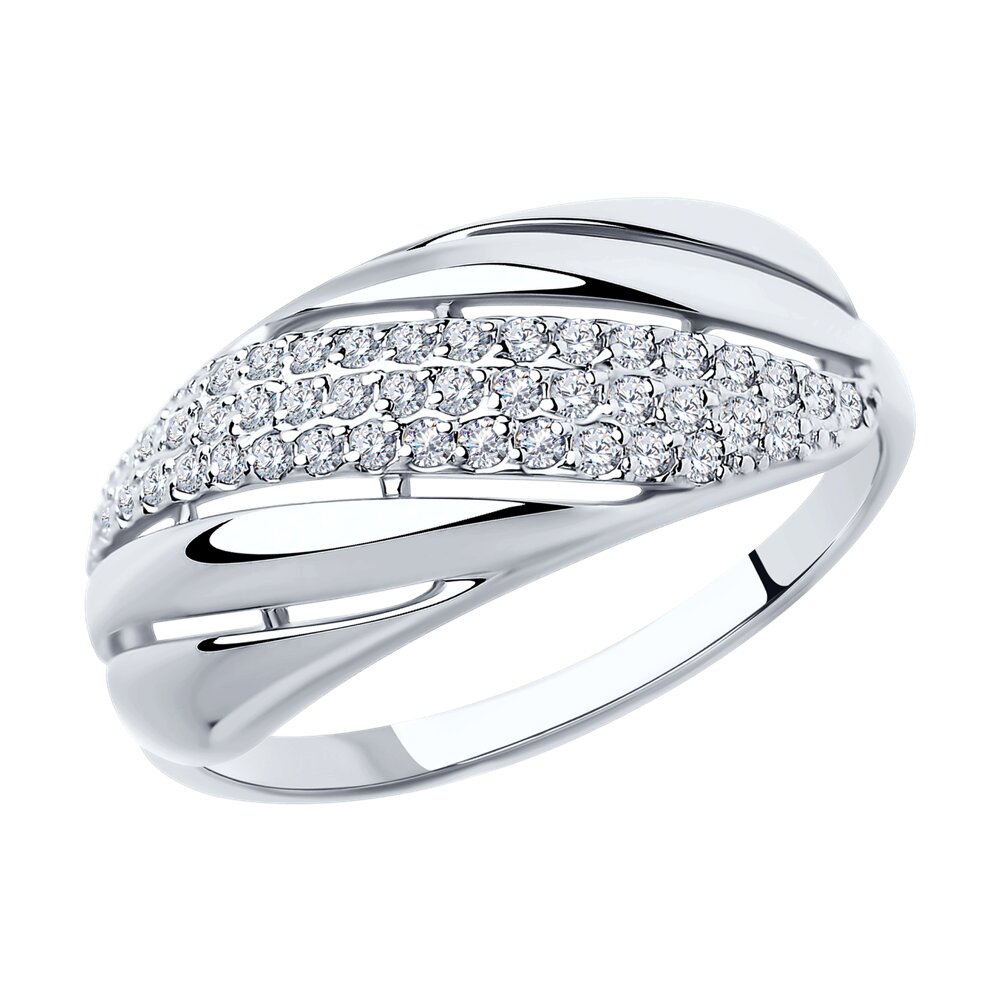 

Кольцо из белого золота р.  Diamant 52-110-00233-1, фианит, 52-110-00233-1